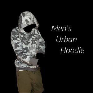 Gray Camo Hoodie, Fleece Cotton Pocketed Pullover - Brand New With Tags